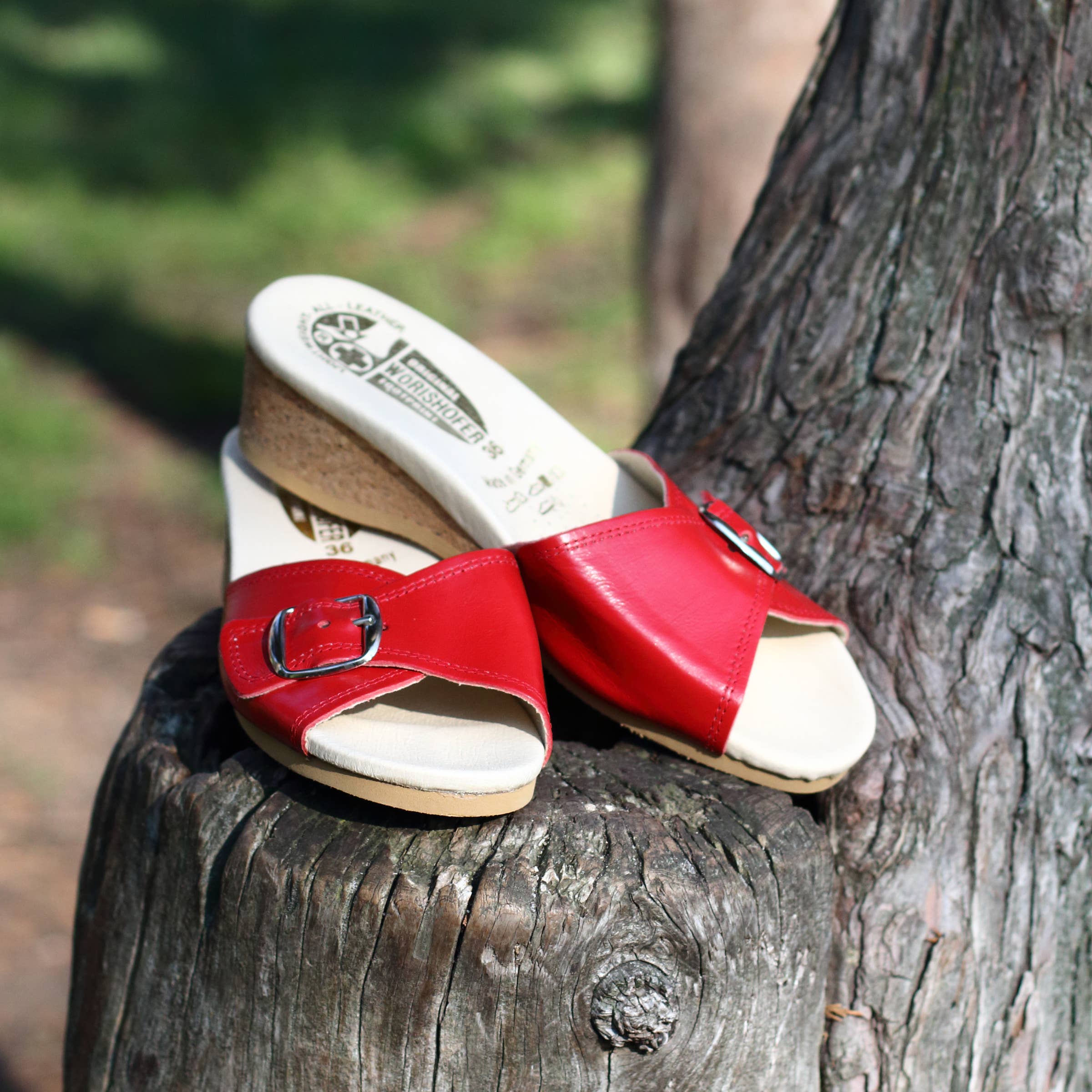 Worishofer - Vendita all'ingrosso Sandali - Donna - Sandali vintage Kirsche 140 in pelle rossa ciliegia e sughero2