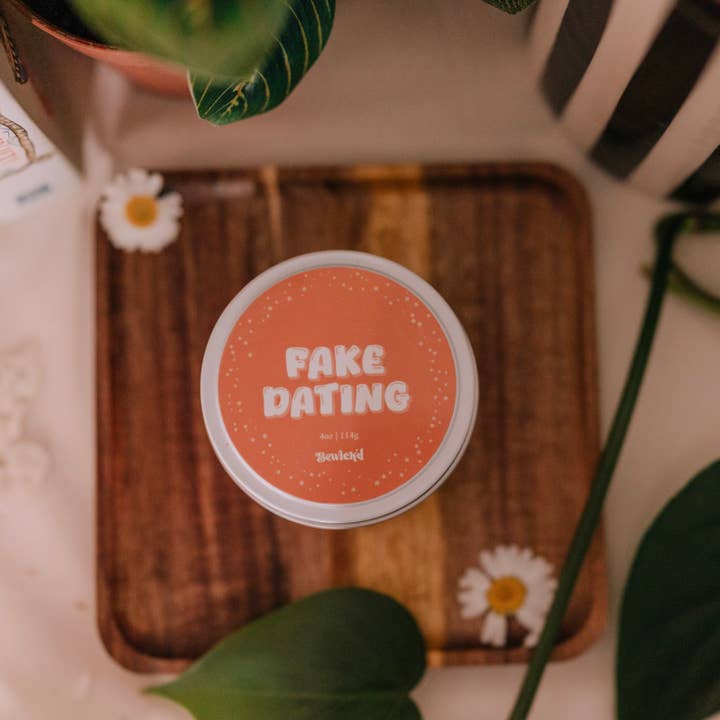 Fake Dating 4oz Candle - Book-Inspired Luxury Coconut Wax for wholesale by Bewick'd Studio