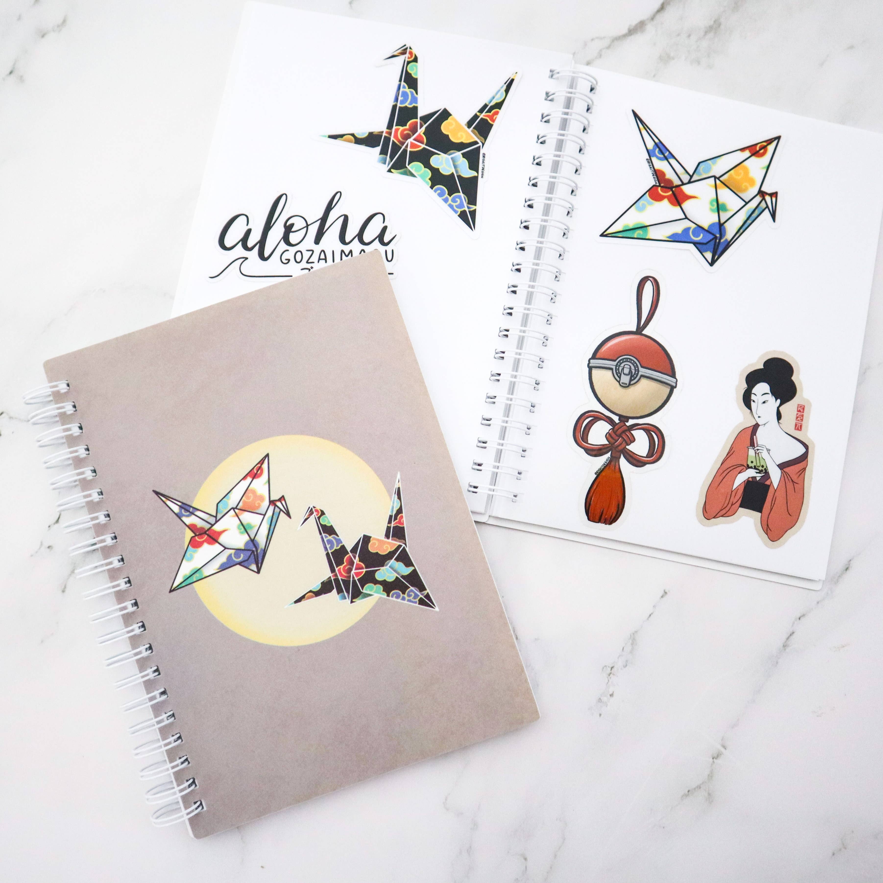 Riskit Design - Vente Autocollant - Livre d'autocollants réutilisables Origami Cranes1