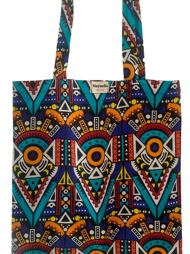 Fabric tote in tribal print for wholesale by Mayamiko