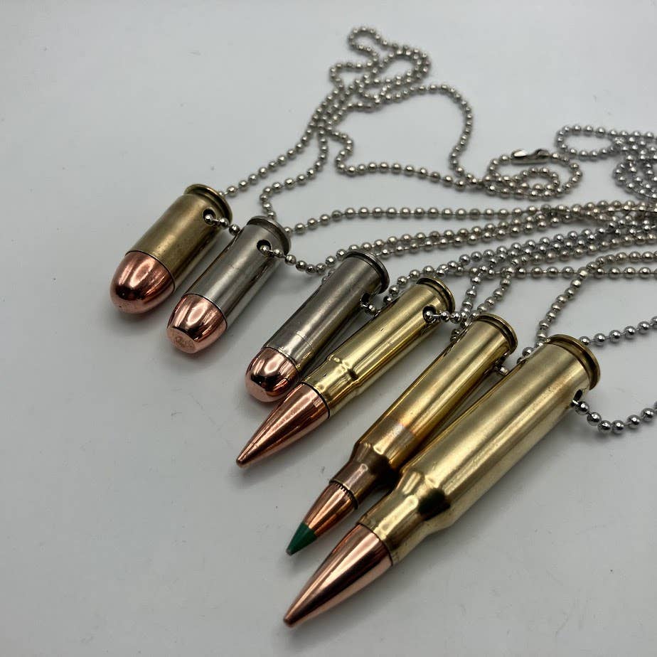 Vermont Cut Coins & 2nd Shot Round - Wholesale Pendant/Charm Necklace - Bullet Necklace - Many Calibers - .223 .45 9mm .40 10mm22