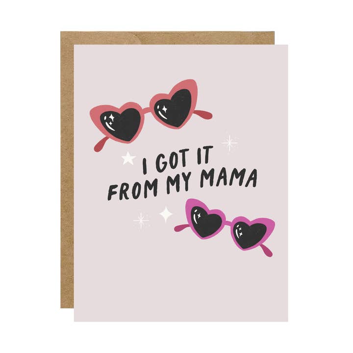 Je le tiens de ma maman - Carte Lunettes en Cœur pour la vente par Simple Whimsy