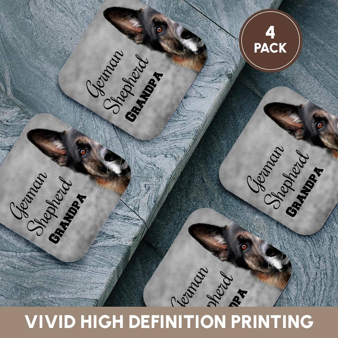 3dRose - Wholesale Coasters - 3dRose, Photo of a German Shepherd with German Shepherd Grandpa in black., Coaster12