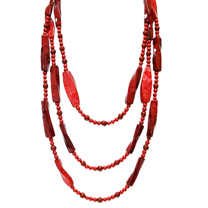 AMORINO SRL - Wholesale Beaded/Pearl Necklace - LONG THREE-WIRE NECKLACE WITH RESIN BEADS - FT24192A301