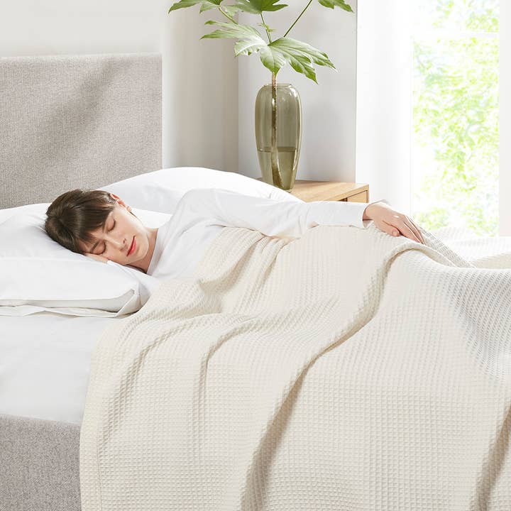 Olliix - Wholesale Bedding Blanket - Waffle Weave Cotton Bedding Blanket, Ivory