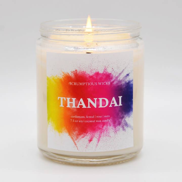 Thandai 7.5oz soy/coconut wax glass jar candle for wholesale by Scrumptious Wicks