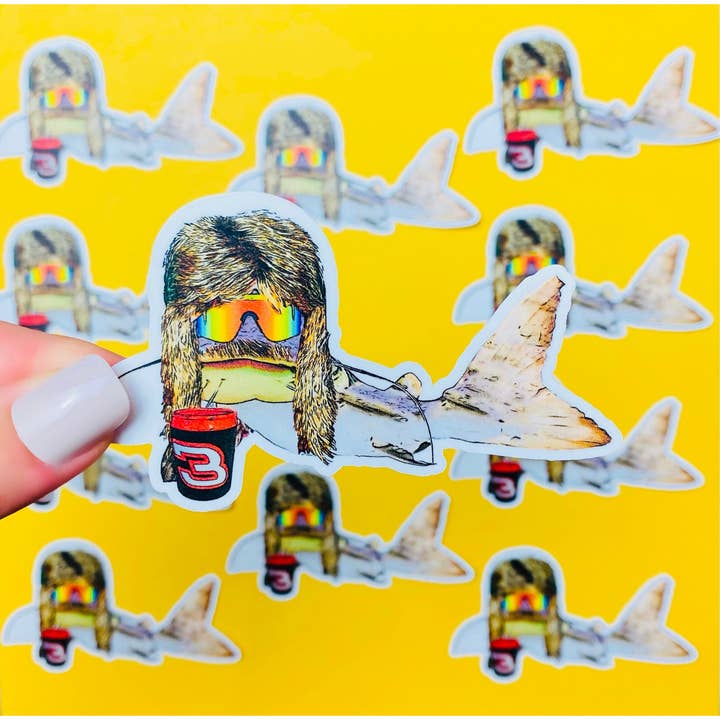 Funny Catfish With a Mullet Sticker - Funny Stickers for wholesale by Otto's Grotto