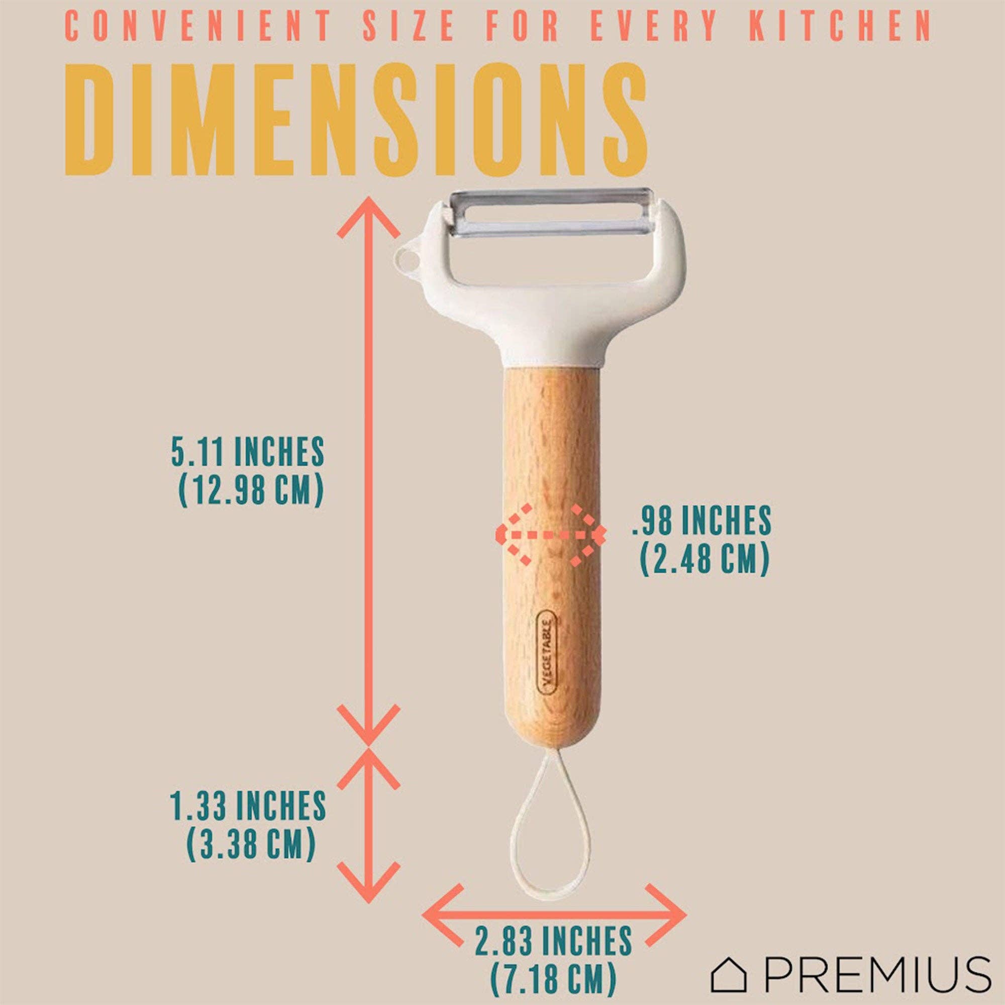 ShopBobbys - Wholesale Peeler - PREMIUS Wooden Vegetable Stainless Steel Blades Peeler with Potato Eyer, White-Natural5