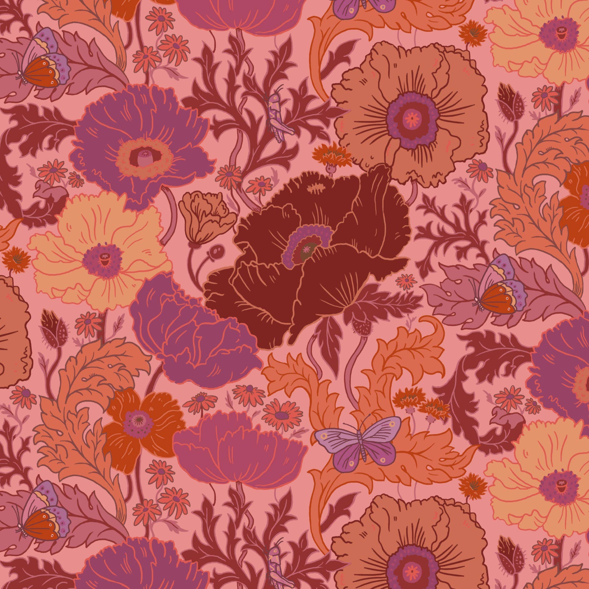 Wear the Walls – wholesale Wallpaper – Fleur Wallpaper In Grapefruit0