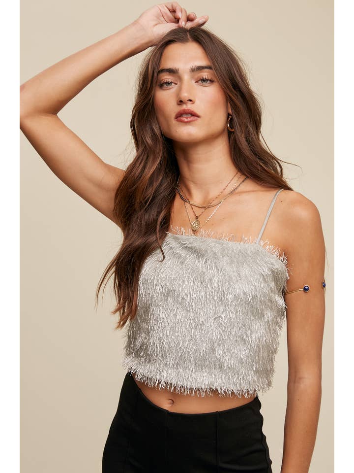 Listicle - Wholesale Camisole - Women's - Metallic Eyelash Knit Cami Top LT13157