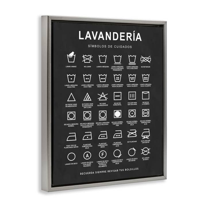 Stupell Industries - Wholesale Wall Decor - Kids & Baby - Guía de Lavado de Ropa, Negro Framed Floater Canvas Wall Art35