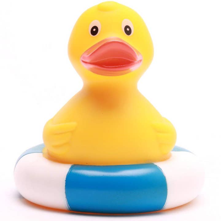 Duckshop - Wholesale Bath Toy - Baby - Rubber duck in swim ring - blue