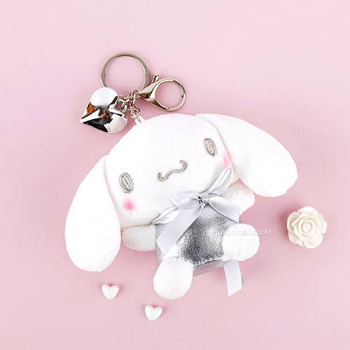 K_Wonderland - Wholesale Keychain - Women's - Snario Characters Luxury Silver Plush KeyRing, BagCharm-13cm