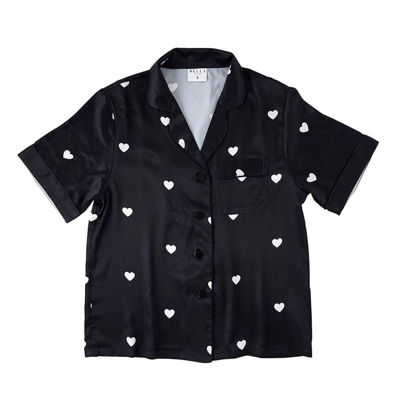 Bella Sleep + Spa - Wholesale Sleepwear Set - Women's - Satin Two-Piece PJ Set - Black1