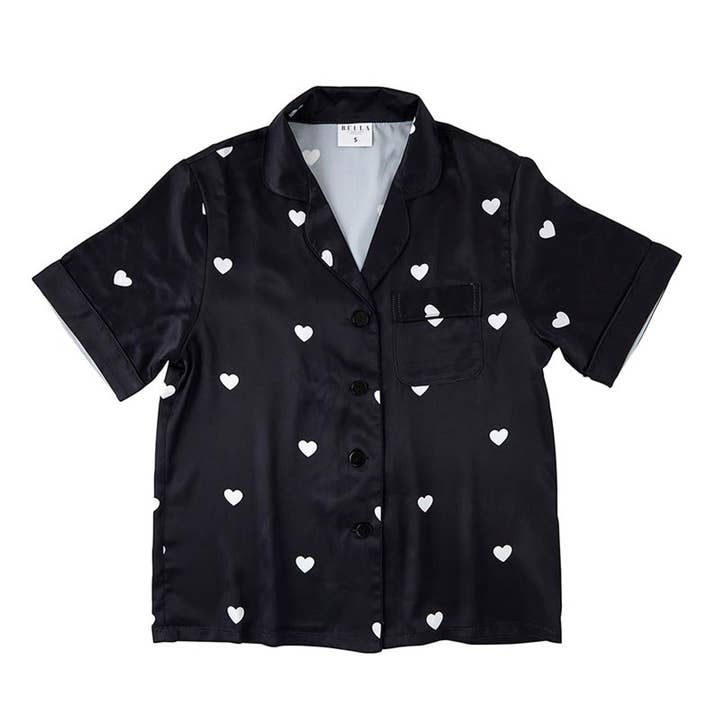 Bella Sleep + Spa - Wholesale Sleepwear Set - Women's - Satin Two-Piece PJ Set - Black1