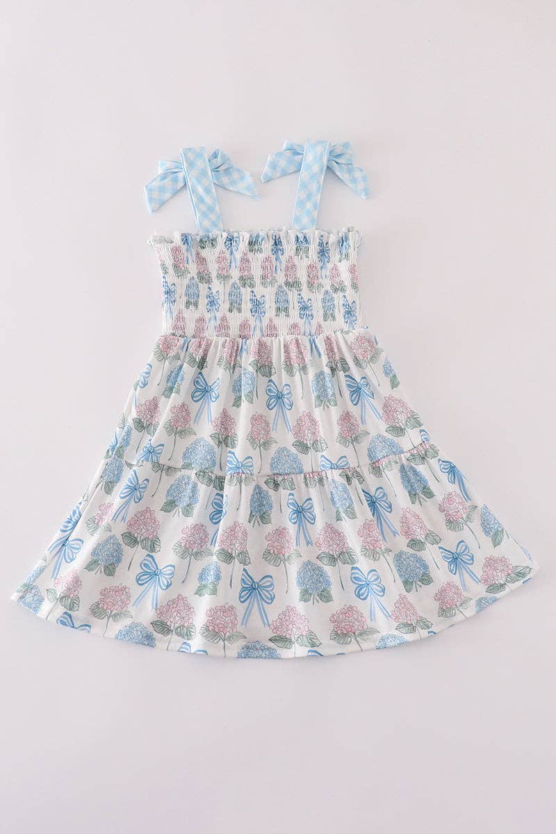 Aspen Rain Boutique - Wholesale Mommy & me sets - Blue hydrangea bow smocked mom&me dress7