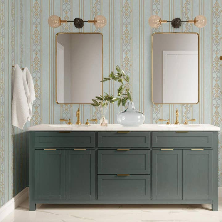 Luxury Deep Embossed Striped Wallpaper, Damask 3D Textured Wallcovering, Traditional, Large 114 sq ft Roll, Bedroom, Bathroom Wallpaper for wholesale by Walloro Luxury Embossed Wallpaper