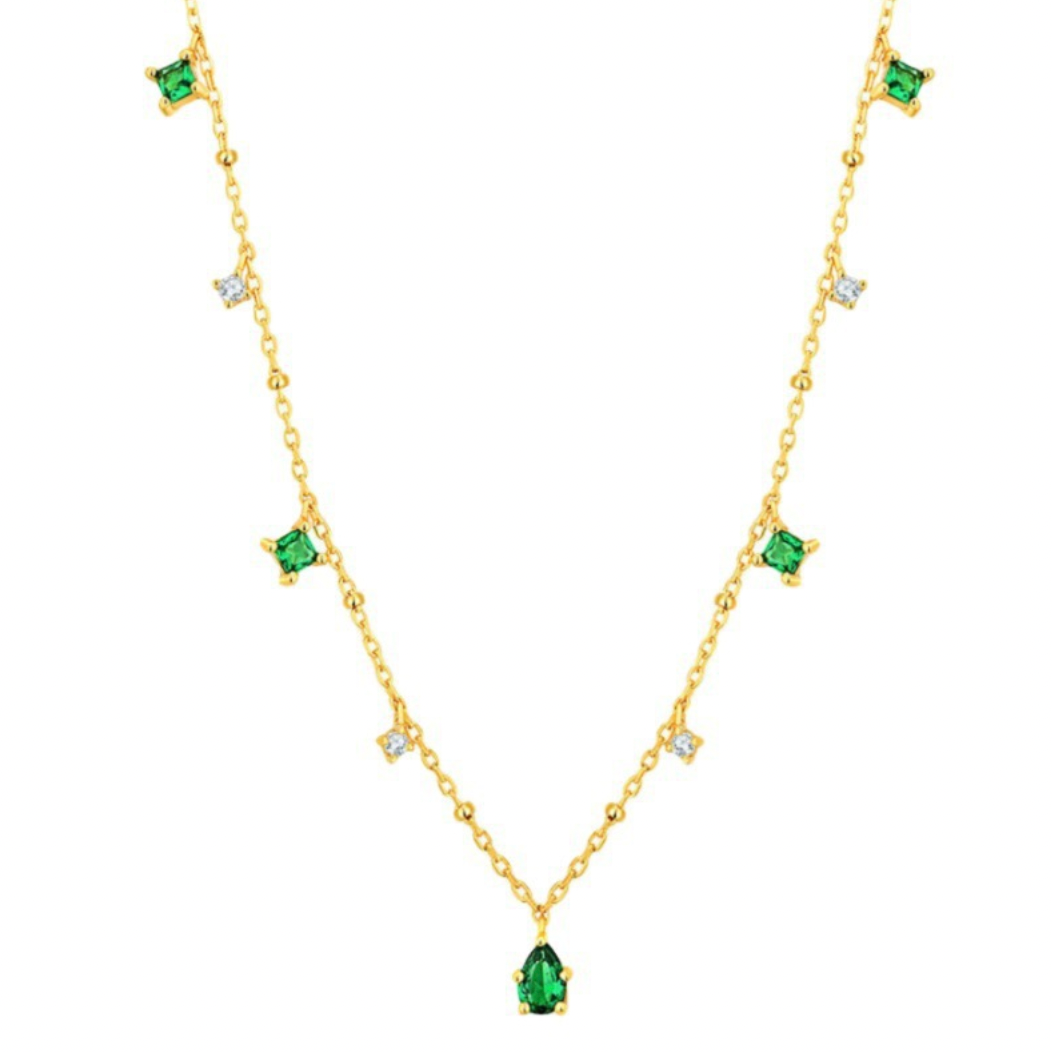 Melange Blanc - Wholesale Pendant/Charm Necklace - N010 dainty emerald station satellite chain necklace1