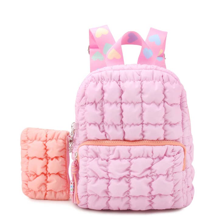 Quilted Scrunchies Mini Backpack with Coin Purse for wholesale by OMG Accessories