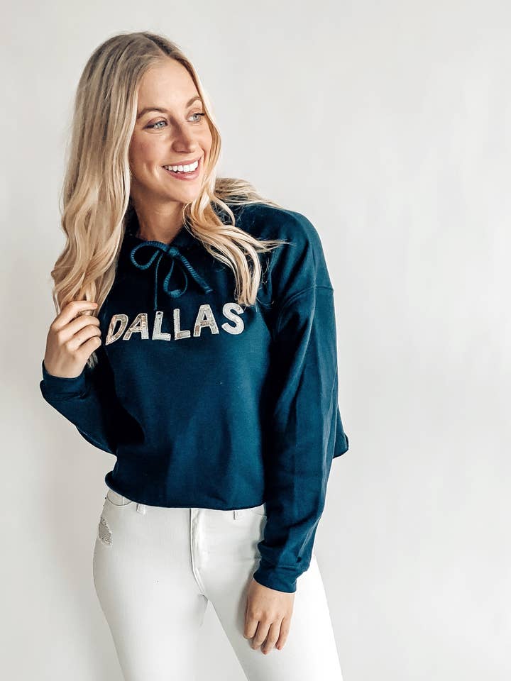 Moletom com capuz cortado com lantejoulas Dallas por atacado de Locale