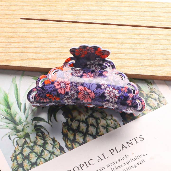 NINEXIS - Wholesale Hair Clip - Women's - CWAHA1419_ACETIC ACID PLANT FLOWERS IRREGULAR HAIR CLAW CLIP9