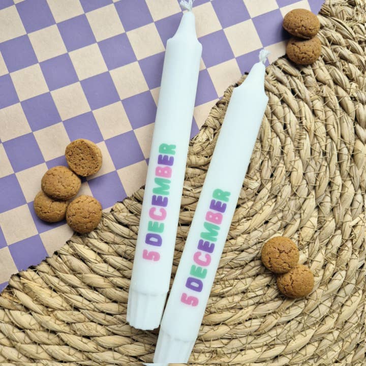 Text candle | 5 December color | Sinterklaas for wholesale by Labelgeluk