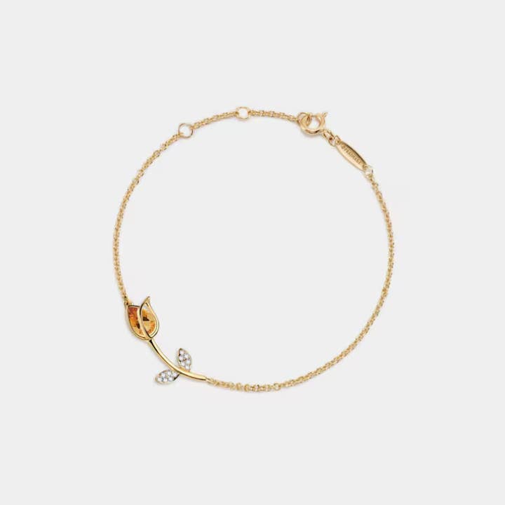 Citrine Tulip Flower Charm Bracelet in 925 Sterling Silver for wholesale by Perimade & Co. LLC
