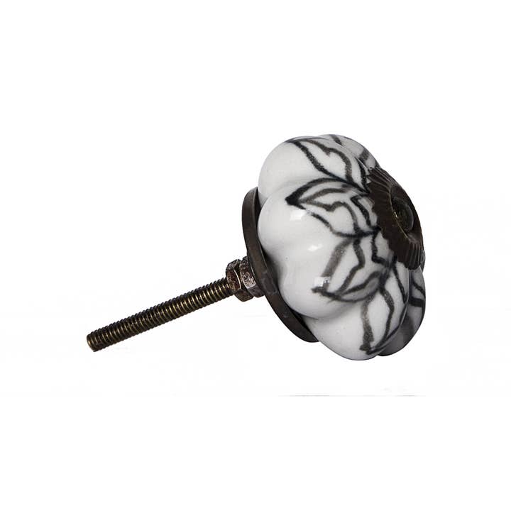 HomeRoots - Wholesale Knob/Pull - Set of Eight Black And White Ceramic And Metal Drawer Pull Knobs4