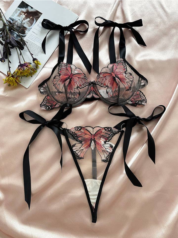 Sweetkama - Wholesale Lingerie Set – women's - Butterfly Embroidery 2PCS Lingerie Sets16