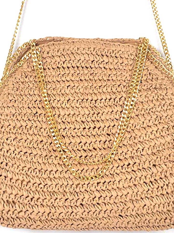 STRO TAS MET KETTINGONTWERP voor wholesale door Pink Irene Wholesale