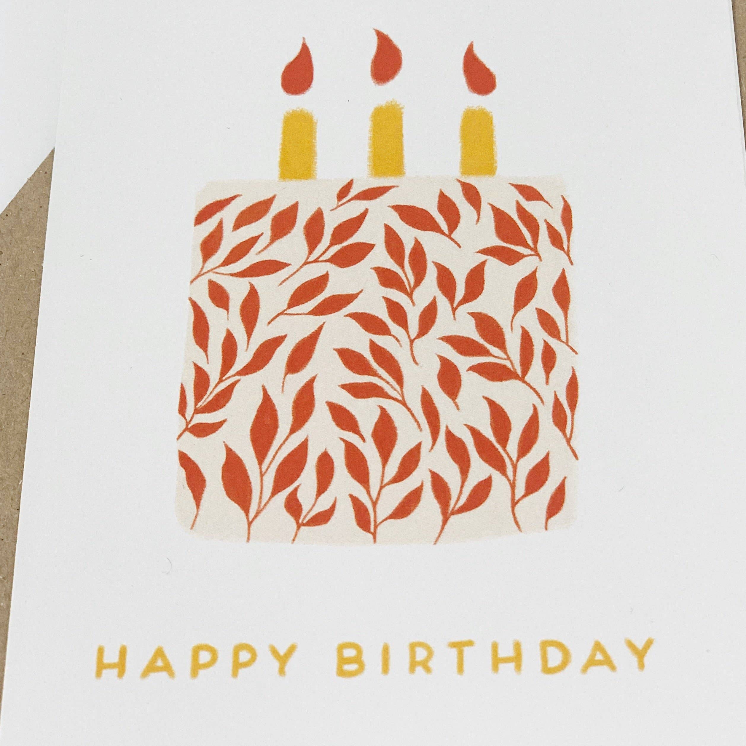 Lomond Paper Co – wholesale Birthday card – Happy Birthday - Cake with Red Leaf Design3
