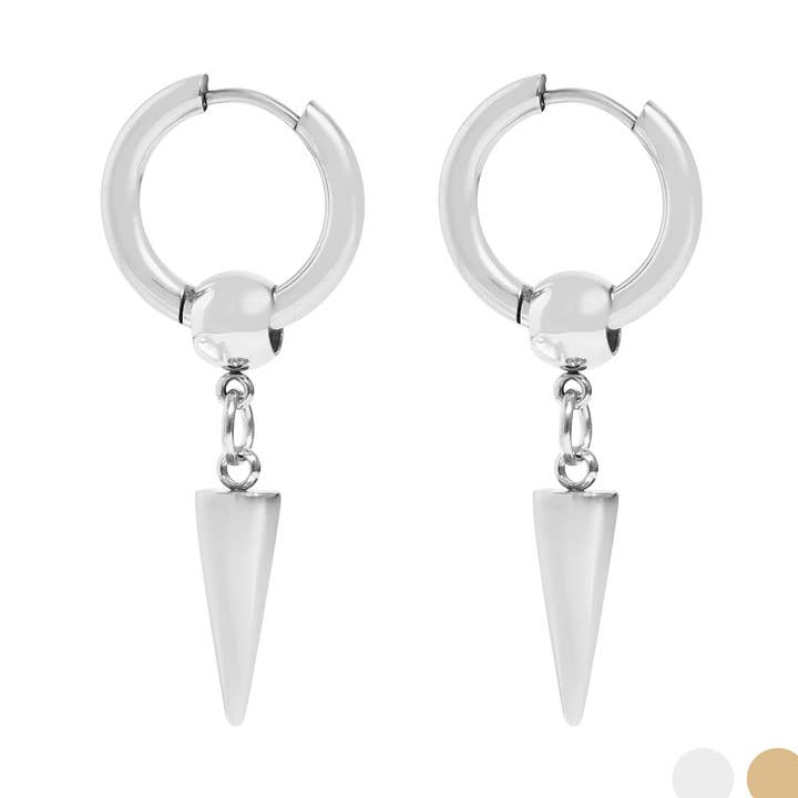 18K Gold PVD Stainless Steel Spike Pendant Hoop Earrings / ERJ0036 for wholesale by WJW