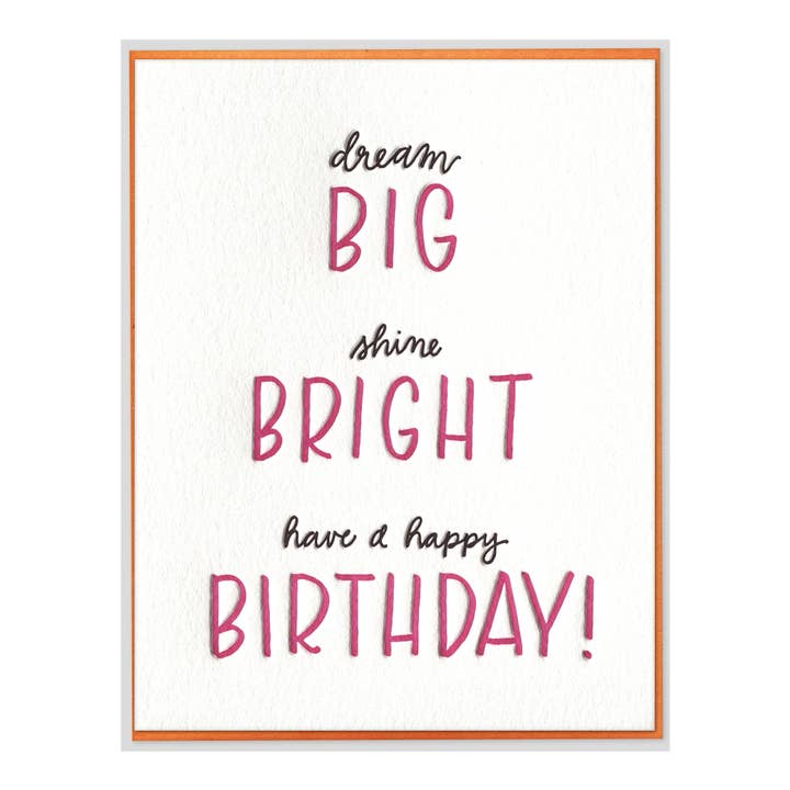 Big Bright Happy Birthday Letterpress Cake Card for wholesale by INK MEETS PAPER