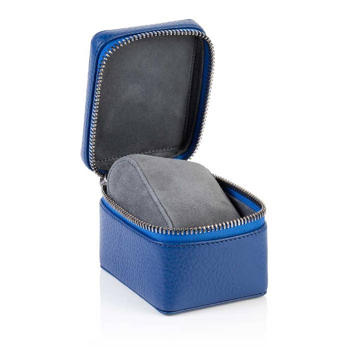 Sapphire Blue Richmond Leather Watch Box for wholesale by David Hampton