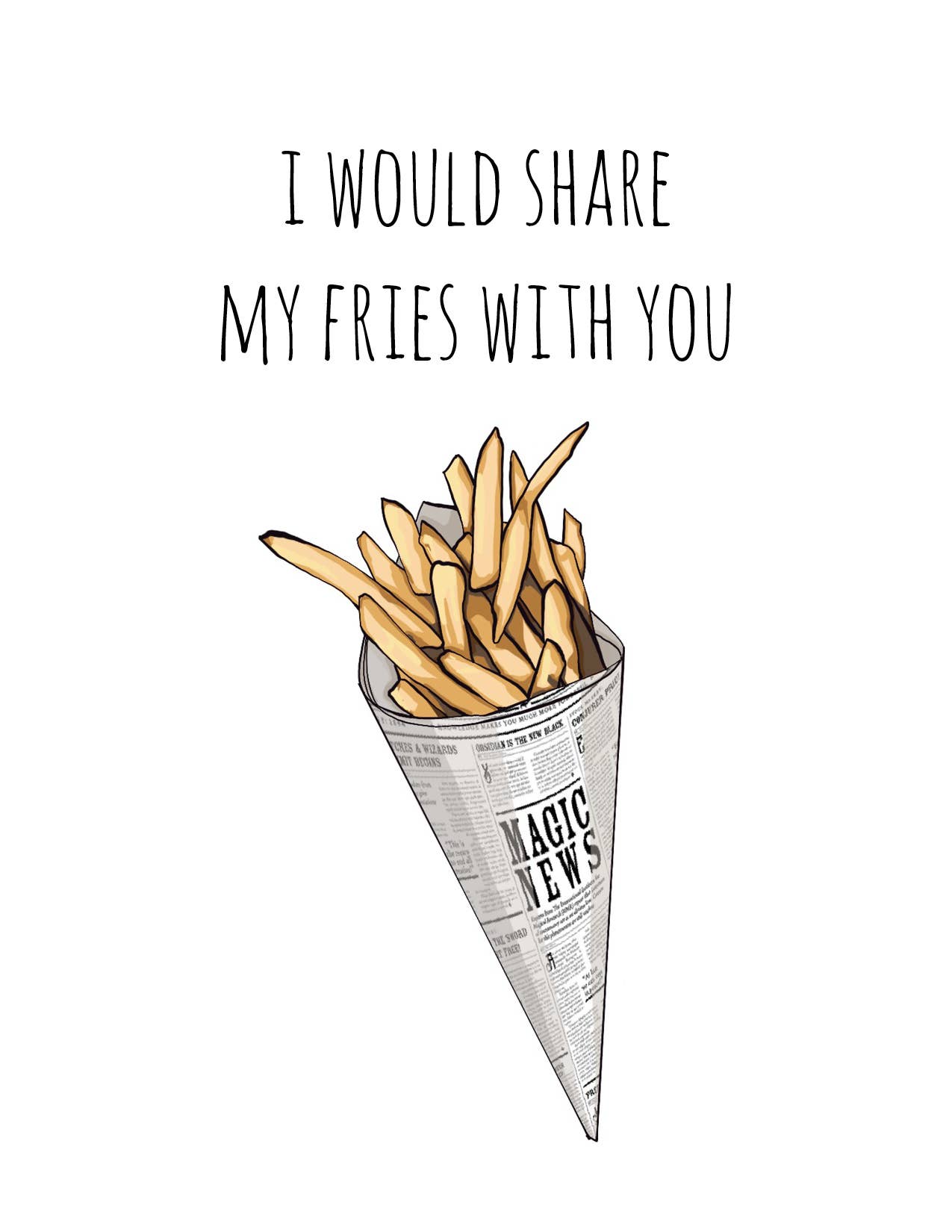 Noted By Copine - Wholesale Friendship Card - Share My Fries - Hand Illustrated Friendship Card1
