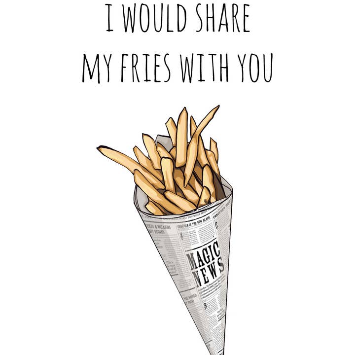 Noted By Copine - Wholesale Friendship Card - Share My Fries - Hand Illustrated Friendship Card1