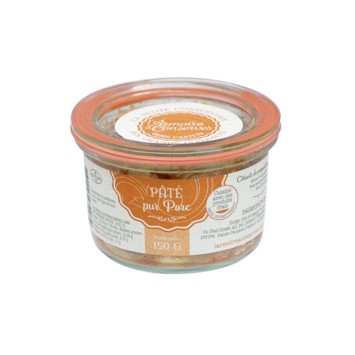L'armoire A Conserves - Vente Conserve de fruits - PATE PUR PORC 150G0