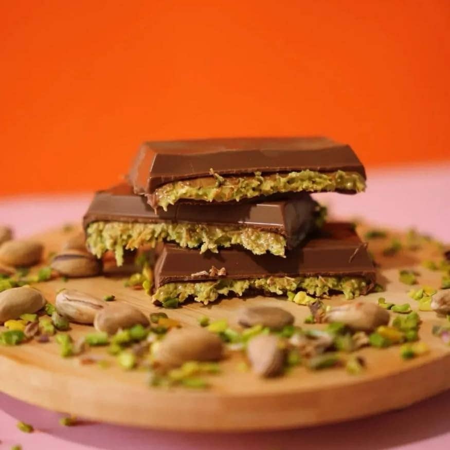 Pistest – Engroshandel Chokoladebar – Dubai Chokoladebar - Mælkechokolade med Pistacie - 90 g2