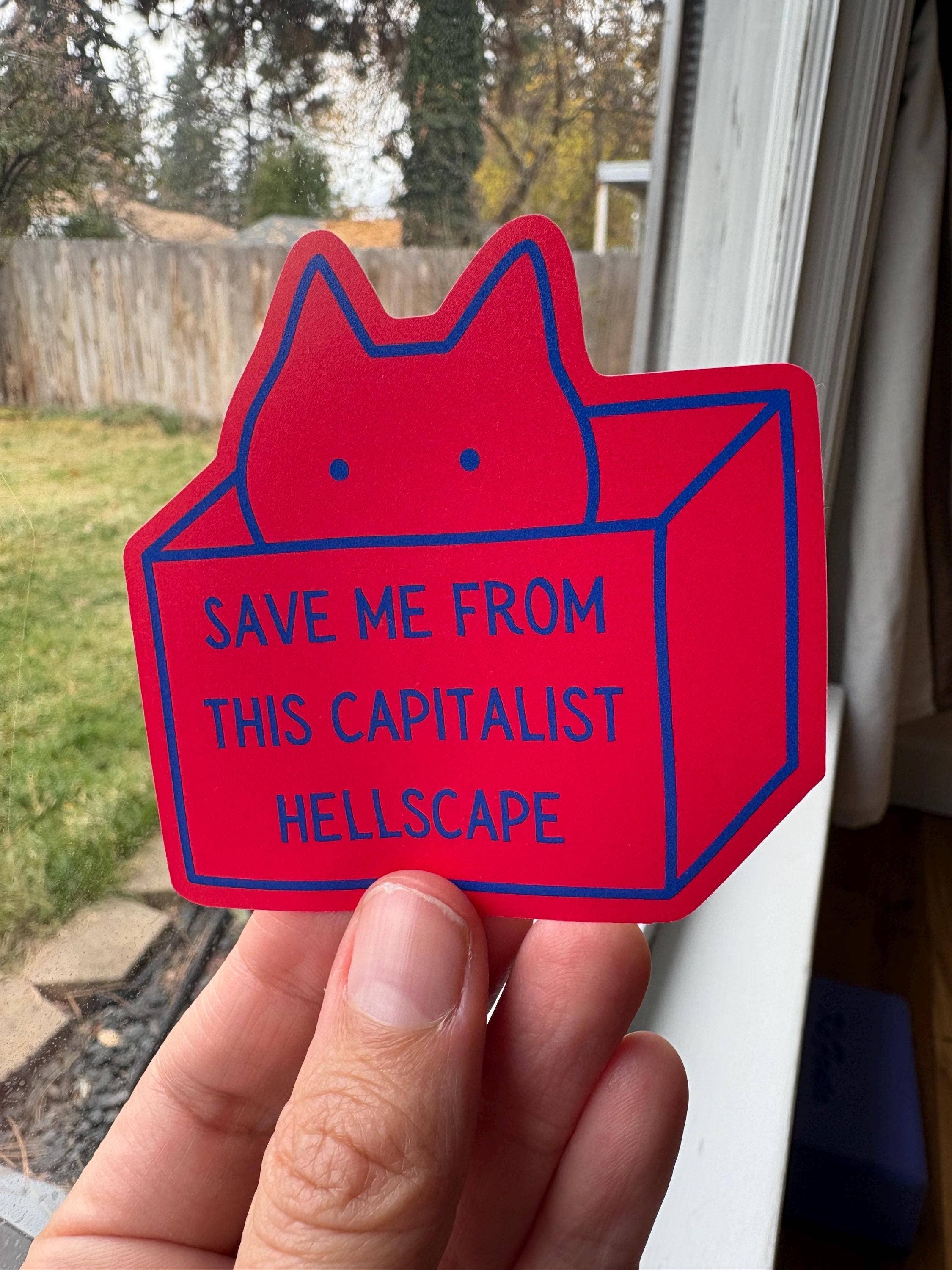 Anna Liz Heart Designs - Wholesale Sticker - Funny Political Sticker – Anticapitalism Cute Cat3