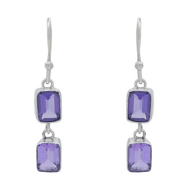 Sterling sølv dobbelt ametyst ørering for engroshandel hos SITA