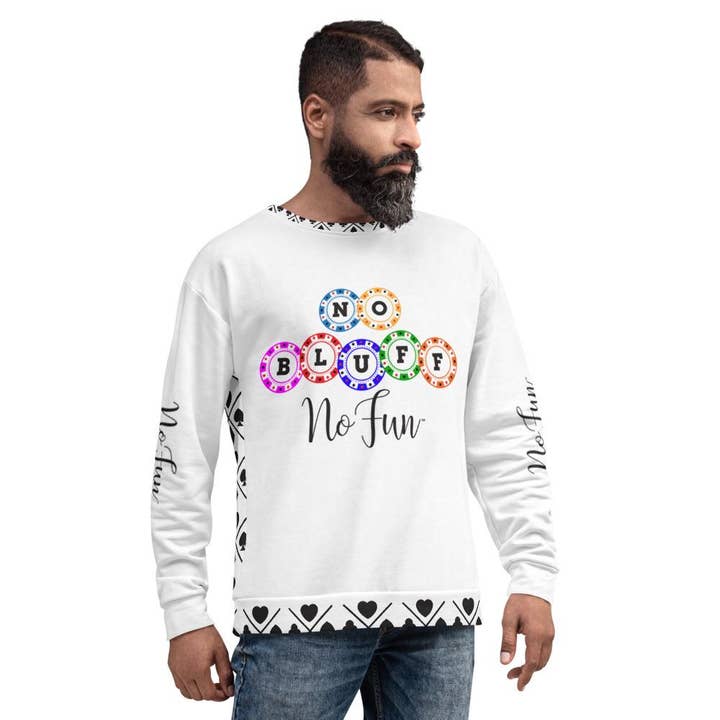 No Bluff No Fun, Limited Edition, Sweatshirt, White for wholesale by No Fun Company