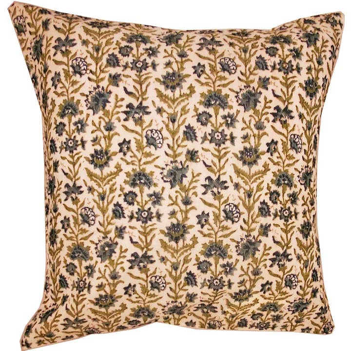 Capa de almofada de jardim floral Design Home Accent Chanderi Estampa Mobiliário de tecido - 40,6 x 40,6 cm por atacado de Wild Lotus