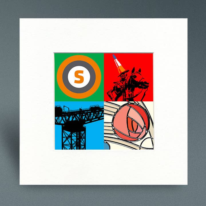 Glasgow Pop Art 2 - Mounted Print for wholesale by Pureminted