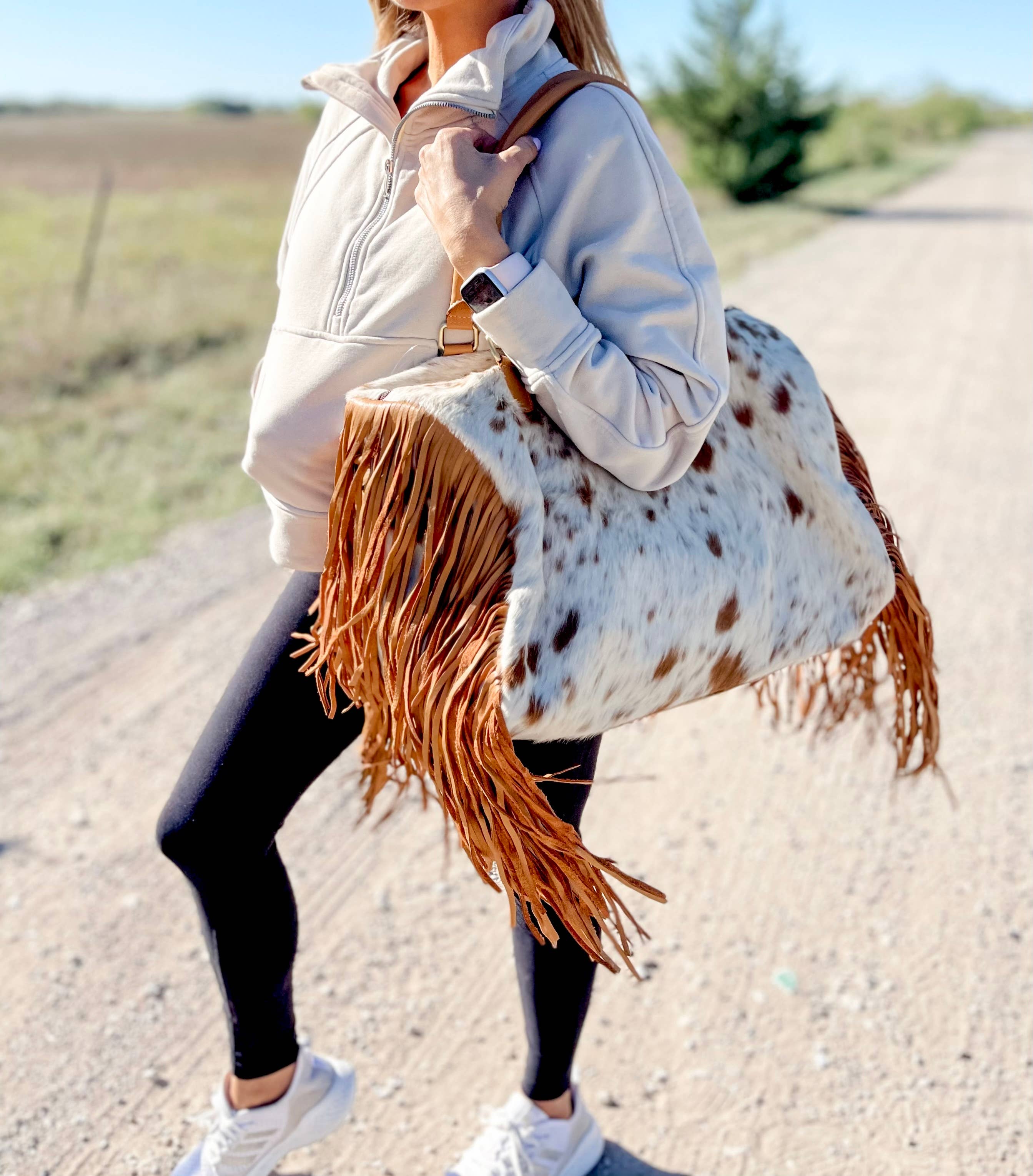 Boho Ranch Shop - Wholesale Weekender Bag - Women's - XL Duffle Bag - Leather HairOn Cowhide Travel Weekender0