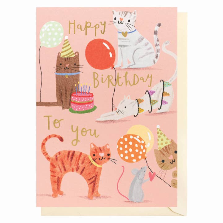 Birthday Cats | Female Birthday Card | Animal Cards for wholesale by Louise Tiler