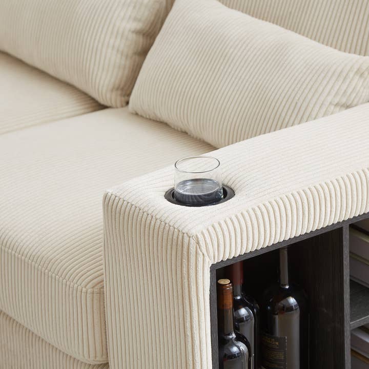 39F Inc. - Wholesale Sofa - Modular Corduroy L-Shaped Sectional Sofa with Storage,4Color22