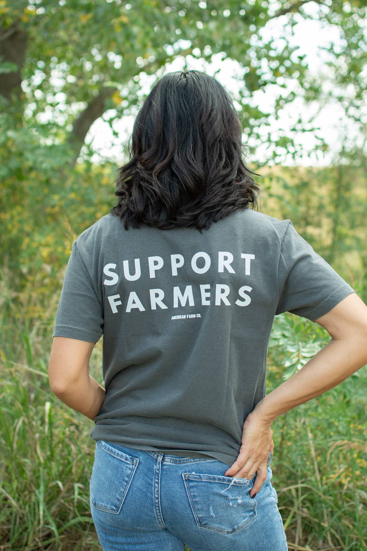 American Farm Company - Wholesale Screen Printed T-Shirt - Women's - Western ‘Support Farmers’ Wheat Unisex Graphic Tee2