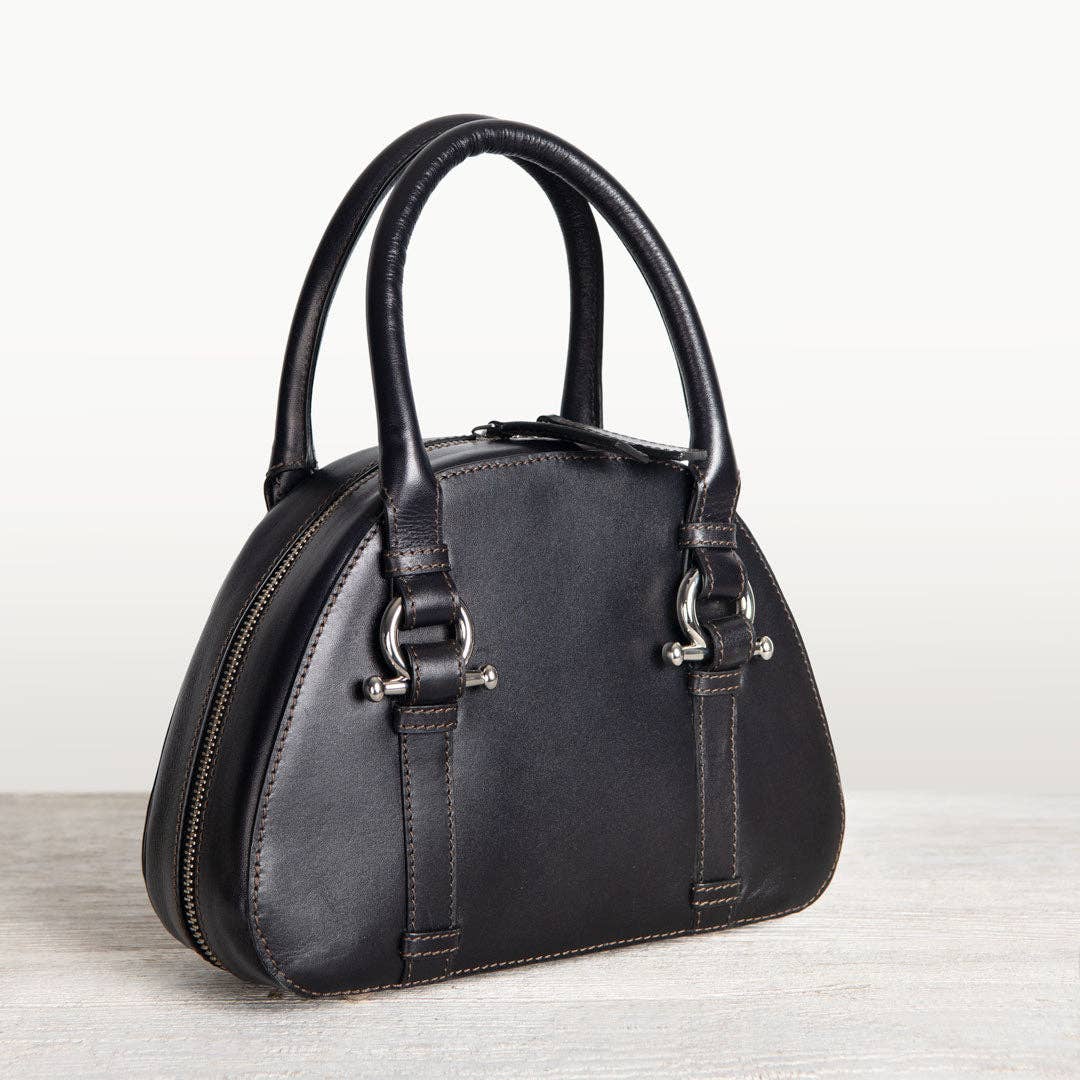 URBAN-EQUESTRIAN – Mala com alça superior – Mulher por atacado – Kella - Mala de Luxo em Pele com Detalhe de Freio de Cavalo em Preto6