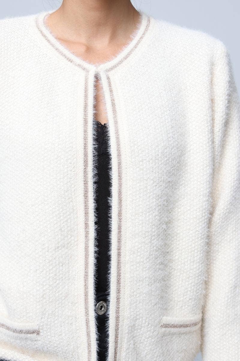 DIX-ONZE - Wholesale Cardigan - Women's - Open Cardigan with Contrasting Finishes – Chic & Comfort7