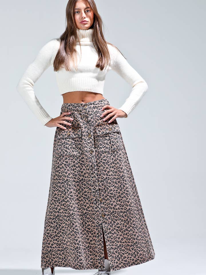 Rok met luipaardprint en elastische tailleband voor wholesale door NOABOA